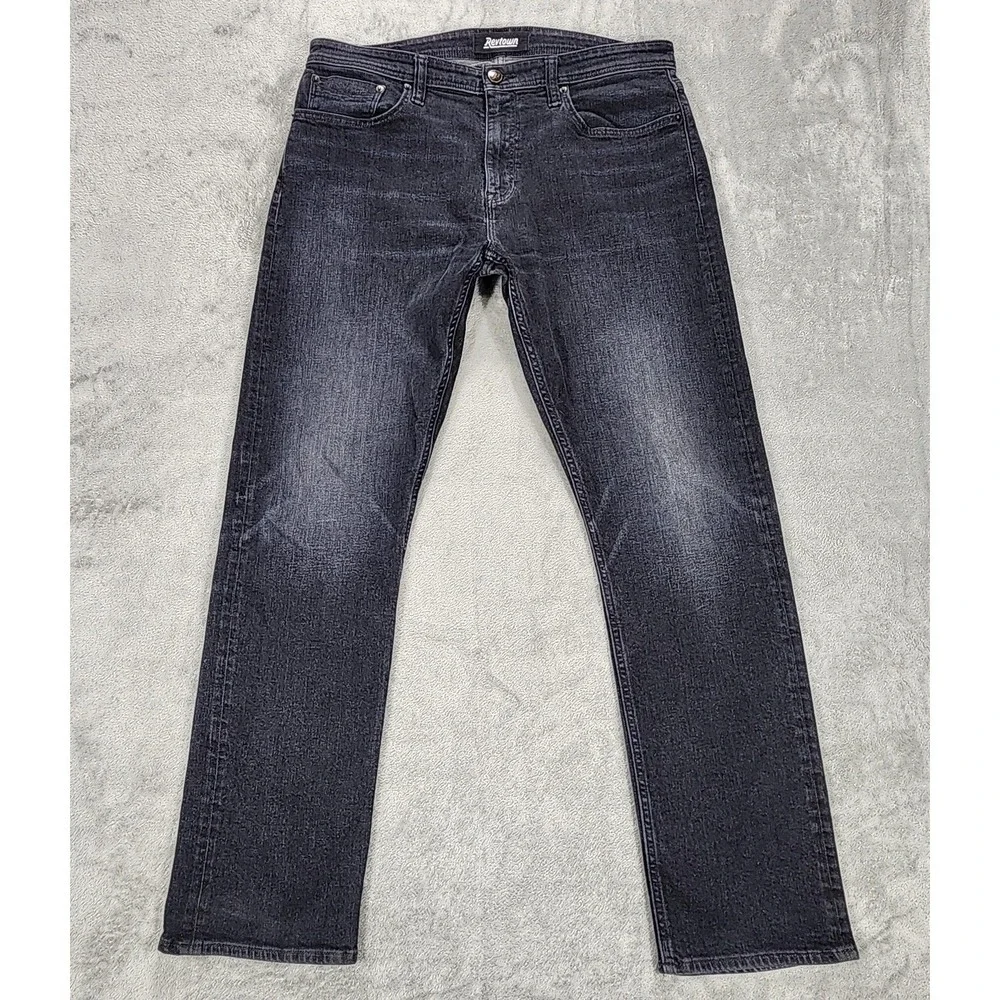 Revtown Jeans‎ Mens 35x32 Gray Sharp Slim Straight Dark Wash Stretch Denim
